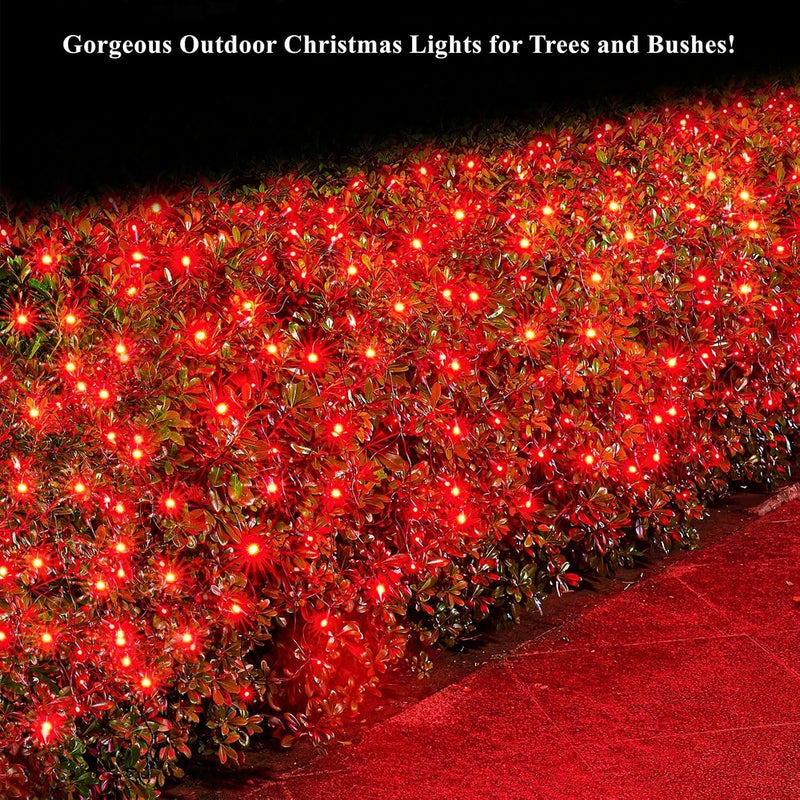 Dirnun Led Christmas Net Lights Red Outdoor Christmas Lights 160LED 5ftx7ft, Waterproof Outdoor Indoor Fairy Mesh Net Light for Xmas Party, Yard, Patio, Trees, Shrubs, Bushes Decorations - Image 5